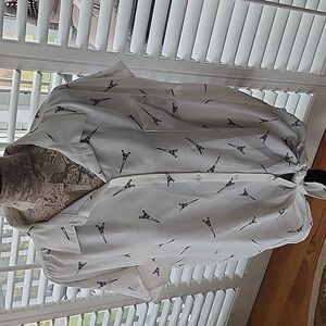 Sabrina Lauren Eiffel Tower Print Blouse NWT - Size L